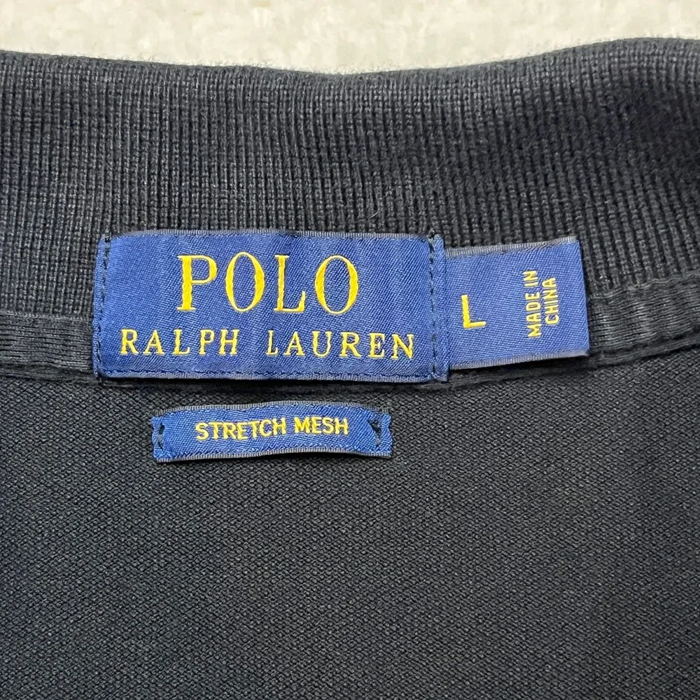 Polo Ralph Lauren Polo Shirt Mens L Black Stretch Mesh Short Sleeve Pony Logo